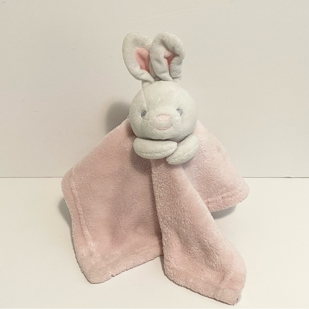 George Bunny Lovey Pink White Girl Baby Security Blanket Plush Walmart Toy 11”